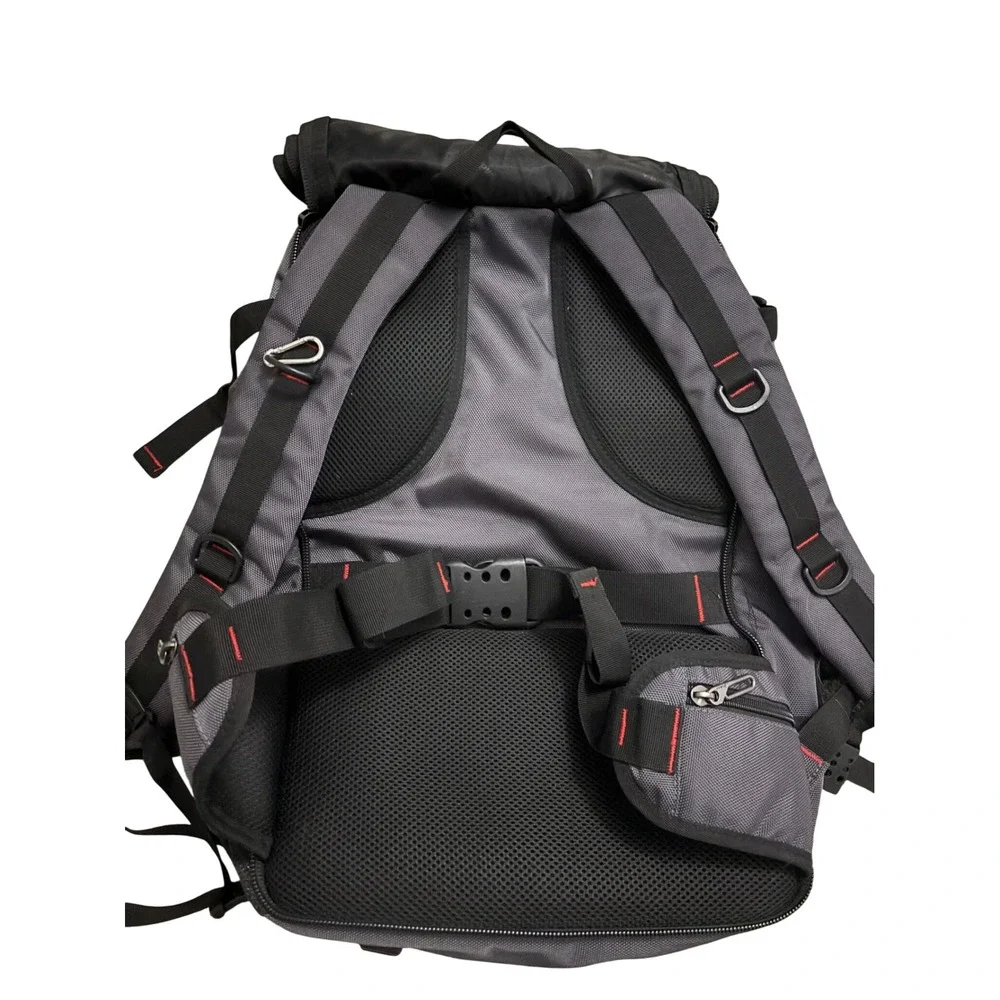 Witzman Backpack OS Travel Tactical Laptop Bag Grey Red Canvas Multi-Pocket
